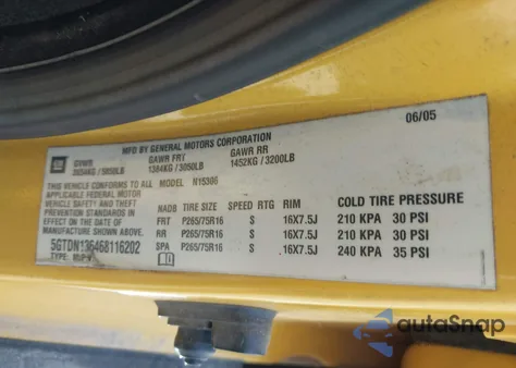 2006 Hummer H3 Suv from USA, damaged, VIN 5GTDN136468116202